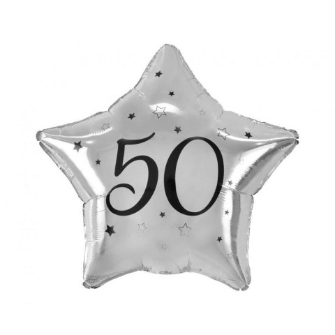 Balon foliowy 50 gwiazda srebrna, nadruk czarny 19cal Godan (FG-G50C)
