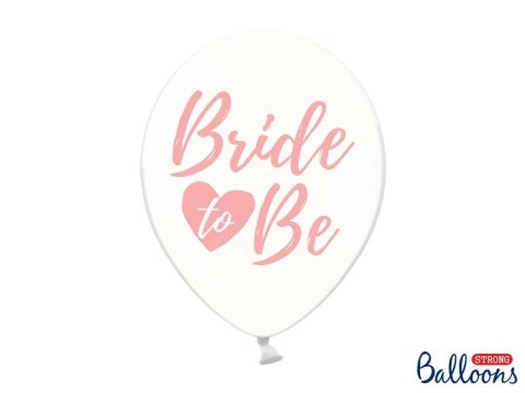 Balon gumowy 30cm, Bride to be, Crystal Clear biały 300mm Partydeco (SB14C-205-099P-6)