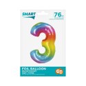 Balon foliowy Smart cyfra 3 tęcza 76cm Godan (CH-STC3)