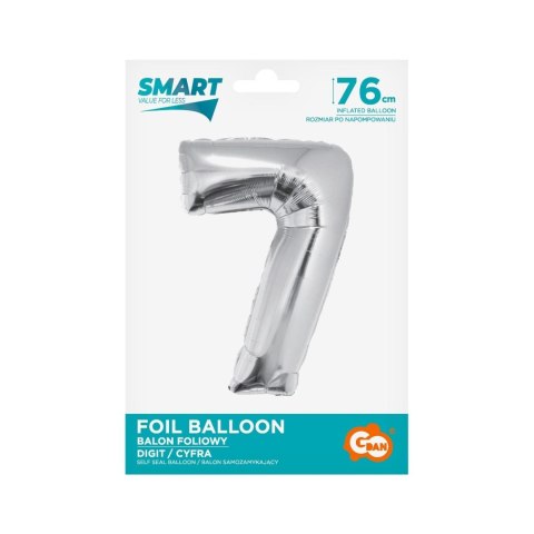 Balon foliowy Smart cyfra 7 srebrna 76cm Godan (CH-SSR7)