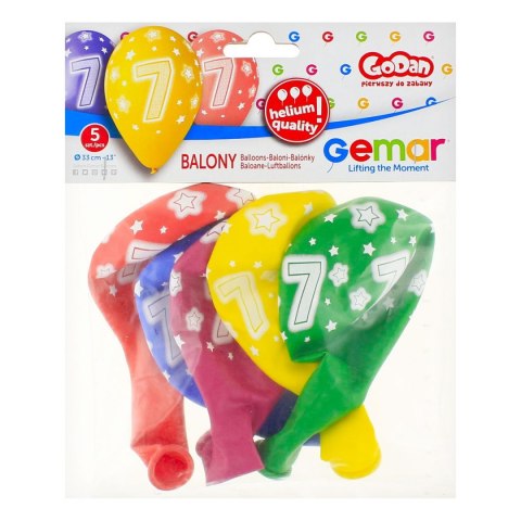Balon gumowy Premium Hel z nadrukiem 7, 13 cali/5 sztuk mix 330mm 13cal Godan (GS120/7)