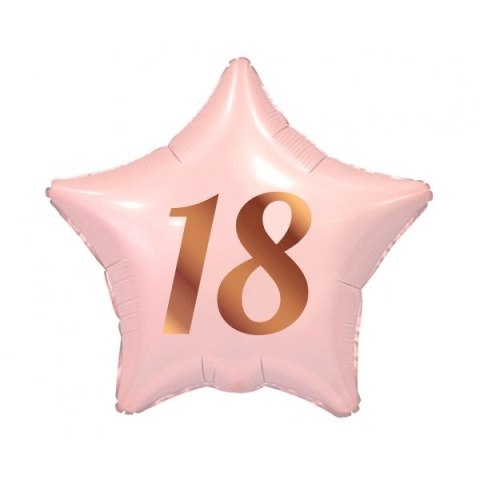 Balon foliowy gwiazda różowa, nadruk różowo-złoty, 18 urodziny 19cal Godan (FG-G18R)
