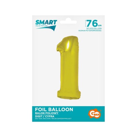 Balon foliowy Smart cyfra 1 złota 76cm Godan (CH-SZLI)