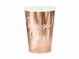 Kubek jednorazowy Partydeco She said yes!, różowe złoto (1 op. / 6 szt.) papier 220ml (KPP21-019R-EU1)