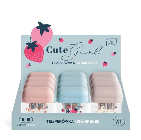 Temperówka CUTE GIRL podwójna z pojemnikiem mix plastikowa Interdruk (5902277331236)