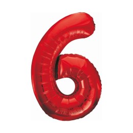 Balon foliowy cyfra 6 czerwona 85cm 85cal Godan (BCHCW6)