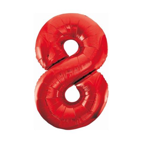 Balon foliowy cyfra 8 czerwona 85cm Godan (BCHCW8)