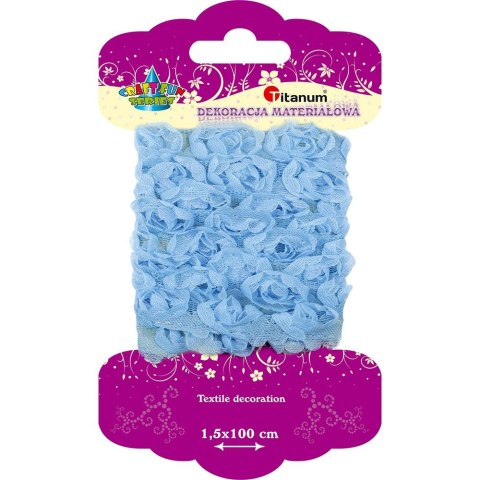 Ozdoba materiałowa Craft-Fun Series materiałowe róże na tiulowej tasiemce Titanum (D21)
