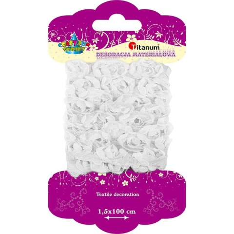 Ozdoba materiałowa Craft-Fun Series materiałowe róże na tiulowej tasiemce Titanum (D23)