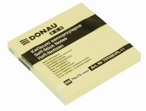 Notes samoprzylepny (karteczki) Eco żółty 100k [mm:] 76x76 Donau (7593001PL-11)