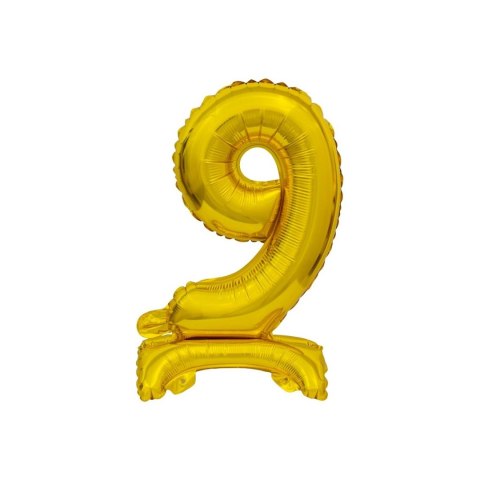 Balon foliowy cyfra 9 stojąca 38cm, złota Godan (BC-AZT9)