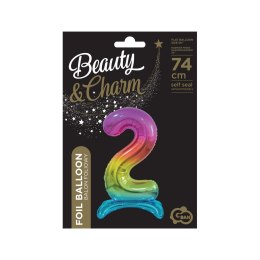 Balon gumowy Godan Beauty&Charm cyfra stojąca tęczowa tęczowa 750mm 30cal (BC-AST2)