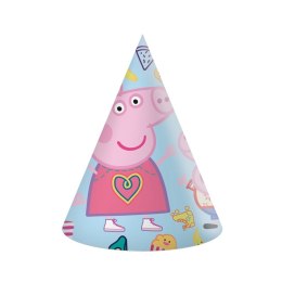 Czapka party Godan Peppa Pig 6 sztuk błękit nieba karton (91996PR)