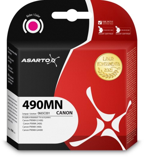 Tusz Asarto do Canon 490MN | 0665C001 | 70ml | magenta