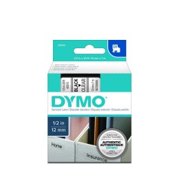 Dymo taśma do drukarek etykiet, D1 45010 | 12mm x 7m | czarny / przezroczysty