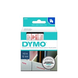 Dymo taśma do drukarek etykiet, D1 45015 | 12mm x 7m | czerwony / biały