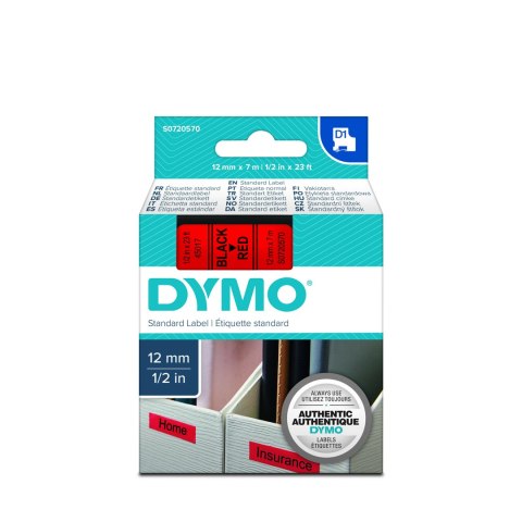 Dymo taśma do drukarek etykiet, D1 45017 | 12mm x 7m | czarny / czerwony