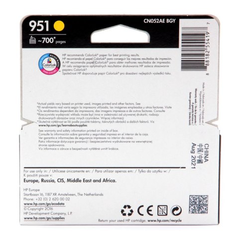 Tusz HP 951 do Officejet Pro 8100/8600 | 535 str. | yellow