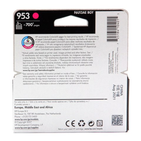 Tusz HP 953 do OfficeJet Pro 8210/8710/8715/8720/8725 | 630 str. | magenta