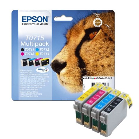 Zestaw tuszy Epson T0715 do D78 DX-4000/4050/5000/5050/6000 | 23,9ml | CMYK