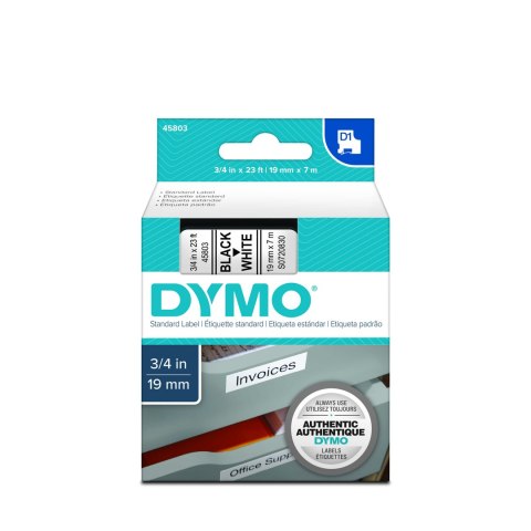 Dymo taśma do drukarek etykiet, D1 45803 | 19mm x 7m | czarny / biały