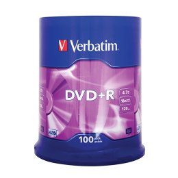 Verbatim DVD+R | 4.7GB | x16 | cakebox 100szt | matte silver