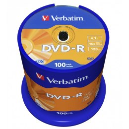 Verbatim DVD-R | 4.7GB | x16 | cakebox 100szt | matte silver