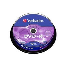 Verbatim DVD+R | 4.7GB | x16 | cakebox 10szt | matte silver