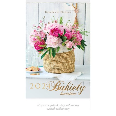 Kalendarz ścienny BUKIETY KWIATÓW 13-planszowe 2024 320mm x 470mm Lucrum (RW12)