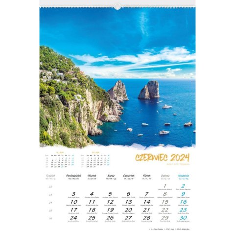 Kalendarz ścienny SŁONECZNE WAKACJE 13-planszowe 2024 320mm x 470mm Lucrum (RW08)