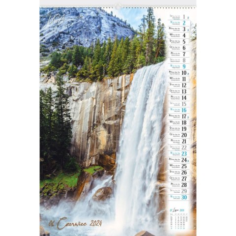 Kalendarz ścienny WODOSPADY ŚWIATA 13-planszowe 2024 320mm x 470mm Lucrum (RW10)
