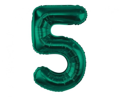 Balon foliowy cyfra 5, zieleń butelkowa, 85 cm Godan (CH-B8B5)