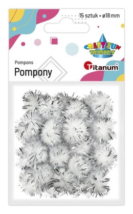 Pompony Titanum Craft-Fun Series brokatowe białe 15 szt (338524)