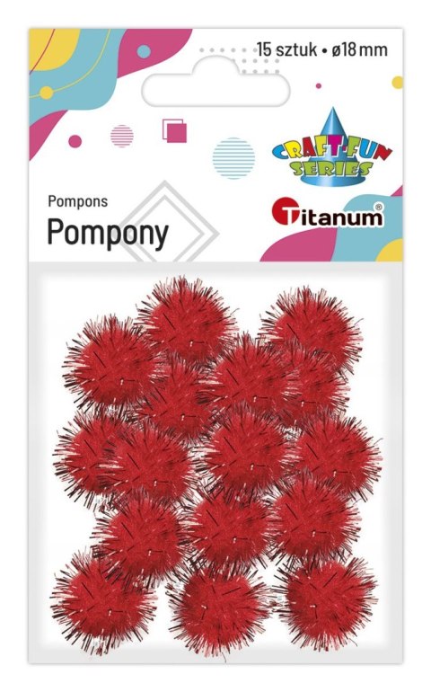 Pompony Titanum Craft-Fun Series brokatowe czerwone 15 szt (338529)