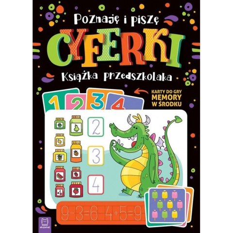 Książeczka edukacyjna Aksjomat Poznaję i piszę cyferki. Książka przedszkolaka. Karty do gry memory w środku