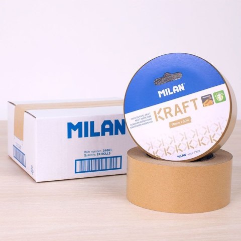 Taśma pakowa papierowa Kraft 50x50 [mm x m] brązowa Milan (34661)