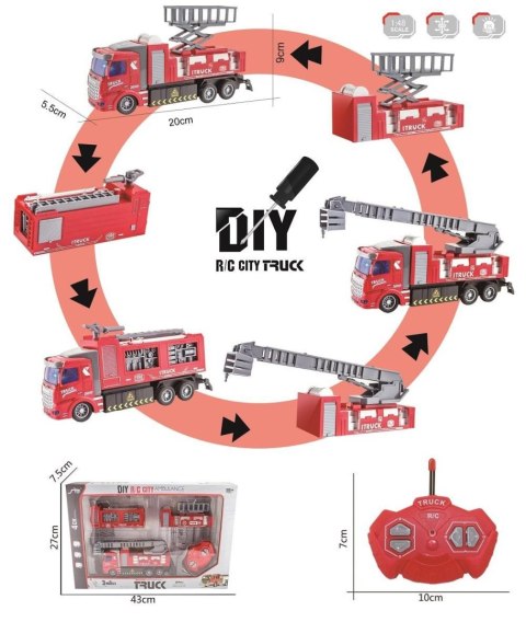 Samochód strażacki Ciuciubabka R/C + ładowarka + św/dź Zmienne Karoserie (Y300239)