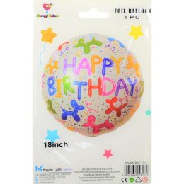 Balon foliowy Antella okrągły Happy Birthday pieski (BCF-174)