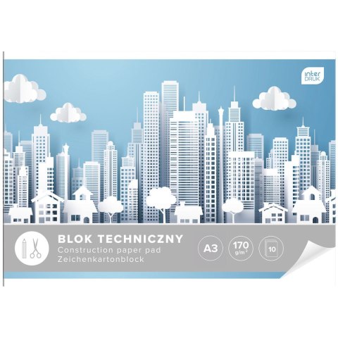 Blok techniczny A3 biały 170g 10k Interdruk (BLTA3)