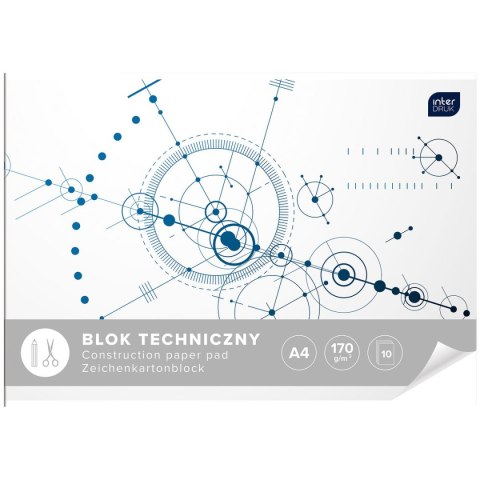 Blok techniczny A4 biały 170g 10k Interdruk (BLT)