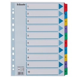 Przekładka numeryczna Esselte Mylar kartonowe A4 mix kolorów 160g 10k 1-10 (100161)