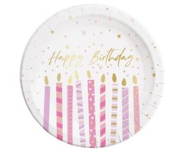 Talerz jednorazowy Godan Birthday Candles śr. 230mm 8 szt (96626)