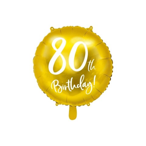 Balon foliowy 80 urodziny, złoty 45 cm (18\\ 18cal Partydeco (FB24M-80-019)