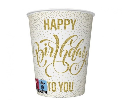 Kubek jednorazowy Godan Happy Birthday Dotted Gold 250ml (KM01_OG_055101)