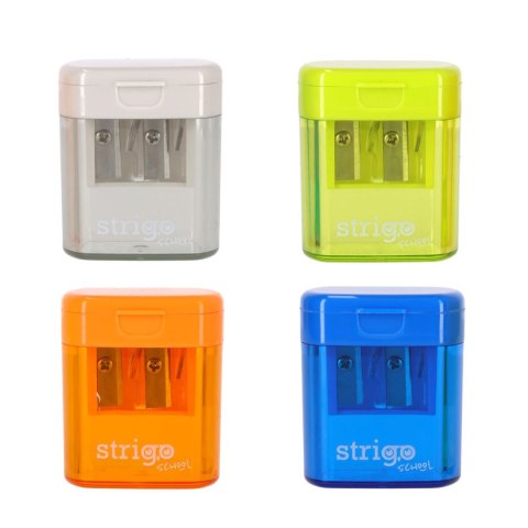 Temperówka z pojemnikiem na 2 grubości oł.i kredek mix plastik Strigo (SSC389)