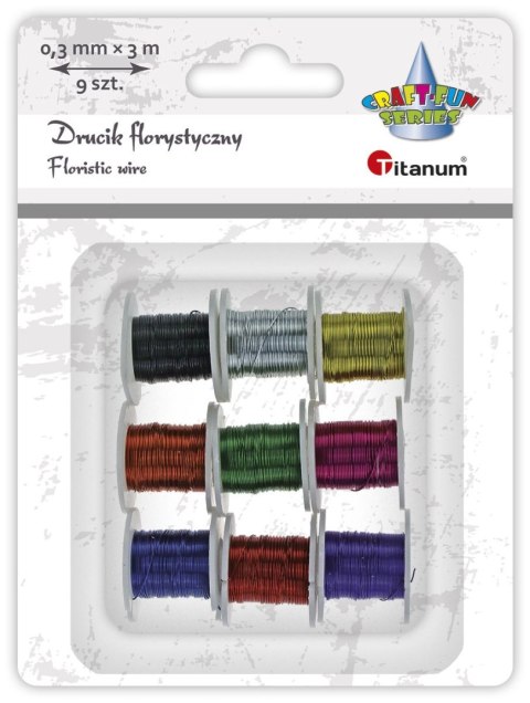 Drucik Titanum Craft-Fun Series florystyczny 9szt/0,3mmx3m kolor: mix metalizowany 300mm 3 m