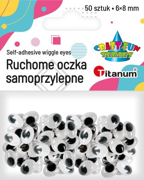 Oczy samoprzylepne Titanum Craft-Fun Series owalne ruchome 6x8mm