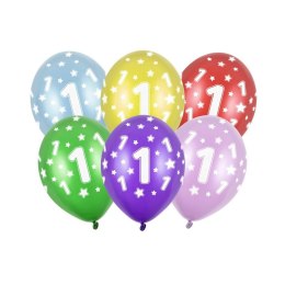 Balon gumowy Partydeco 1st Birthday, Metallic Mix mix 300mm (SB14M-001-000)