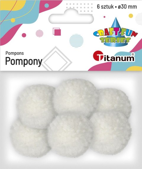 Pompony Titanum Craft-Fun Series pastelowe białe 6 szt (DIY19308)