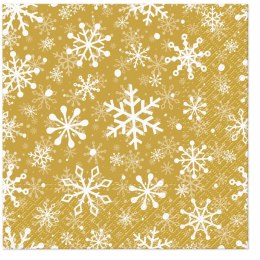 Serwetki Paw Lunch BN Christmas Snowflakes gold mix nadruk papier [mm:] 330x330 (SDL230609)